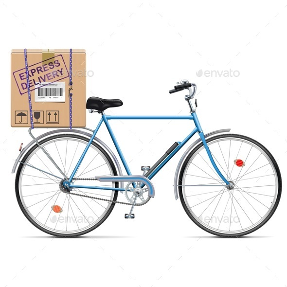 Delivery Bicycle with Carton Box - Services Commercial / Shopping