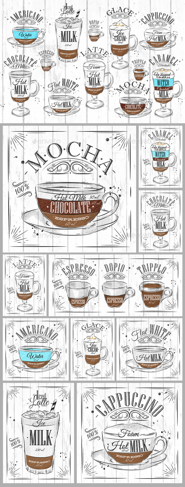 Set Coffee Coal - Food Objects