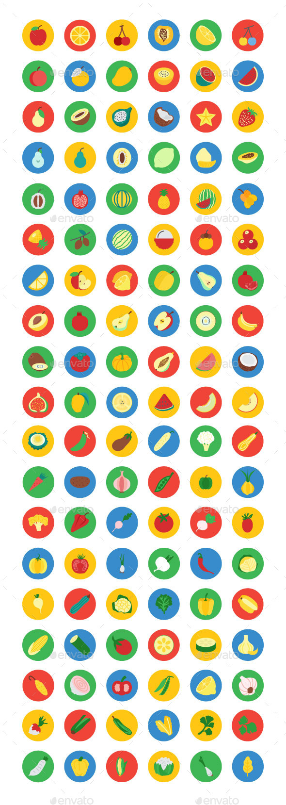 100+ Fruit and Vegetable Vector Icon - Food Objects