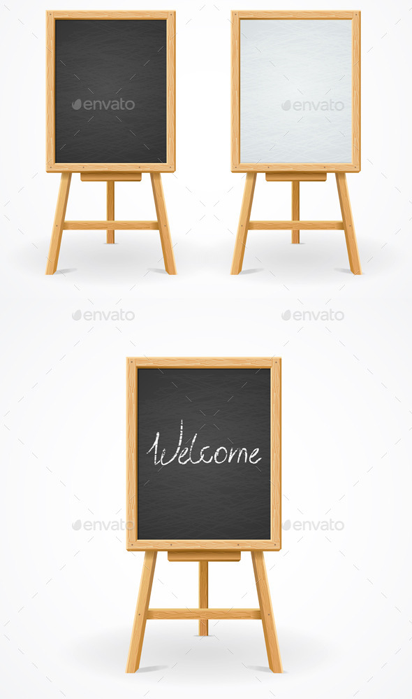 Black Board on Easel Front View - Man-made Objects Objects