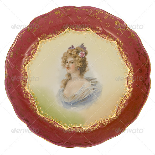Painted Antique Plate - Home & Office Isolated Objects