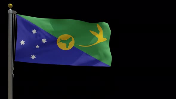 Christmas Island Flag (Australia) on Flagpole with Alpha Channel - 4K alt