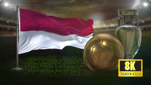8K Indonesia Flag with Football And Cup Background Loop alt