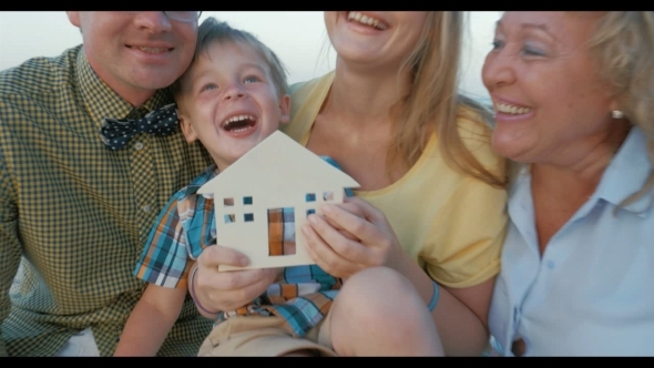 Real Estate Concept With Happy Family Real Estate Concept With Happy Family