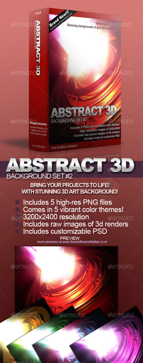 Vibrant Abstract 3D Background Set #2 - Backgrounds Graphics