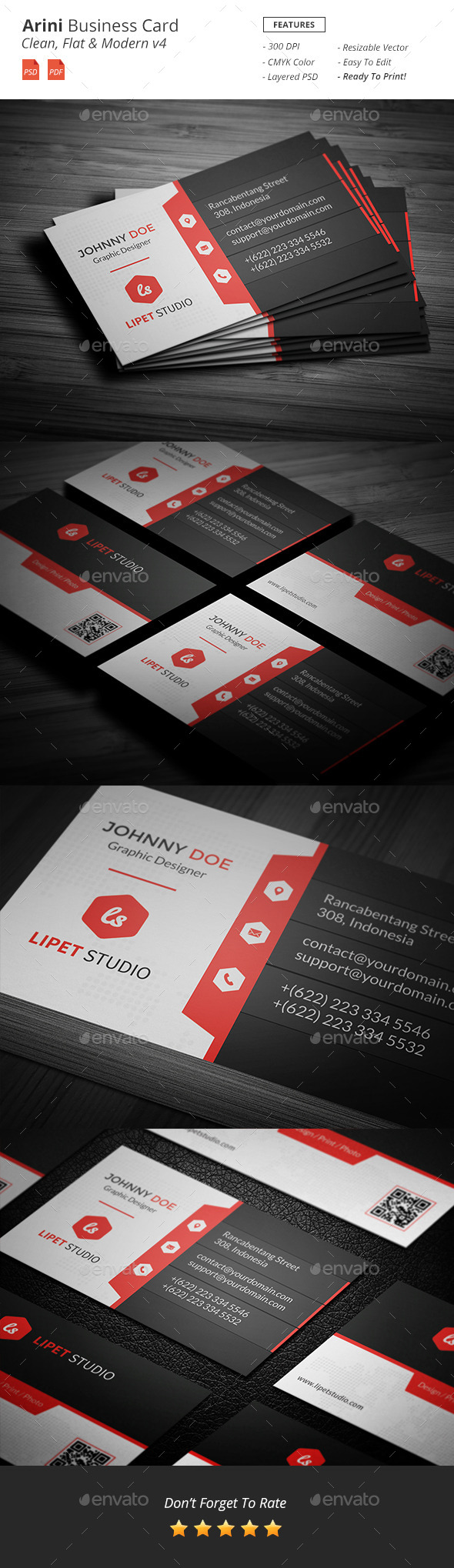 Arini - Clean Business Card Template v4 - Corporate Business Cards