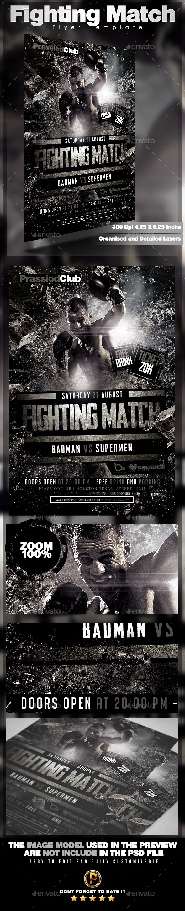 Fighting Match Flyer Template - Sports Events