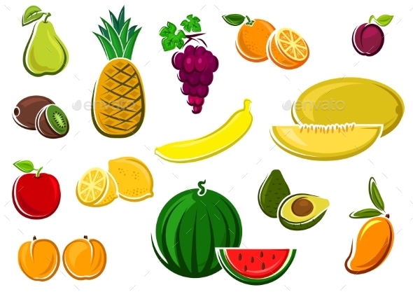 Juicy Healthy Fresh Isolated Fruits Juicy Healthy Fresh Isolated Fruits