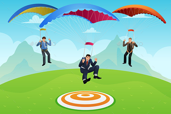 Businessmen with a Parachute - Concepts Business