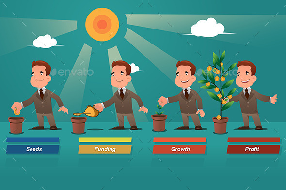 Businessman Watering the Money Tree - Concepts Business