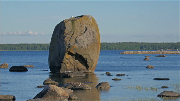 Rock Formation on the Sea with Other Rocks 