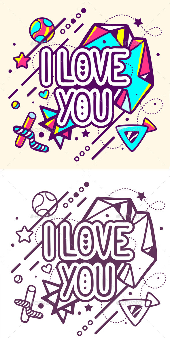 I Love You Quote on Abstract Background - Decorative Symbols Decorative