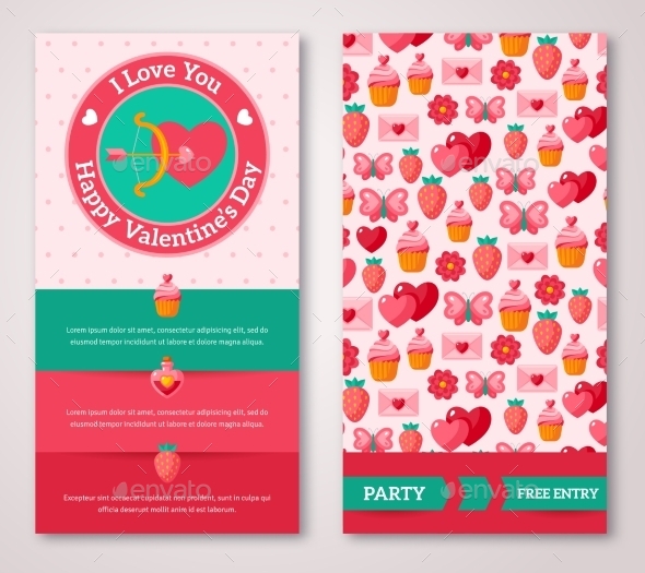 Set Of Happy Valentines Day Greeting Card Or Flyer - Valentines Seasons/Holidays