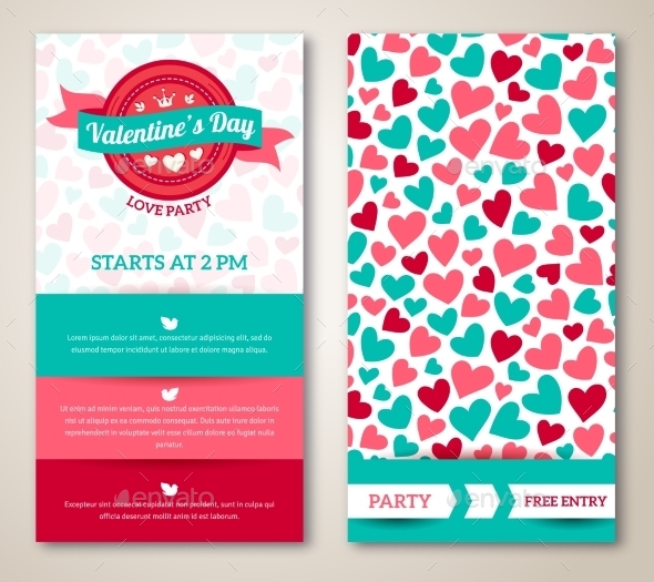 Beautiful Greeting Or Invitation Cards With Heart - Valentines Seasons/Holidays