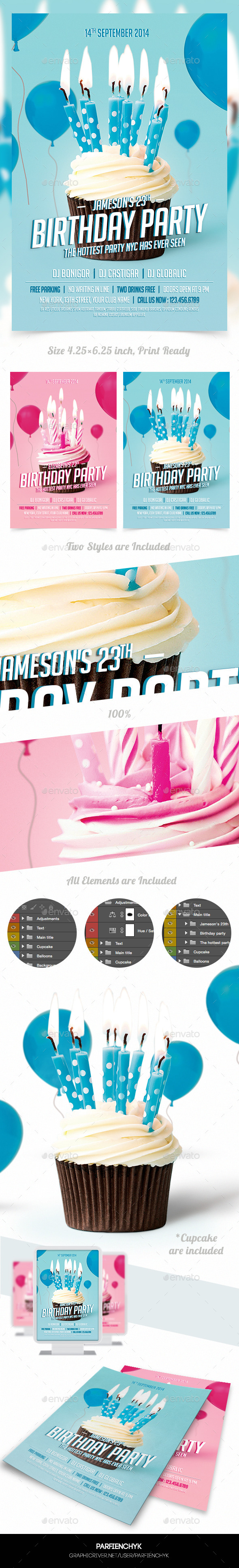 Birthday Party Flyer Template - Clubs & Parties Events