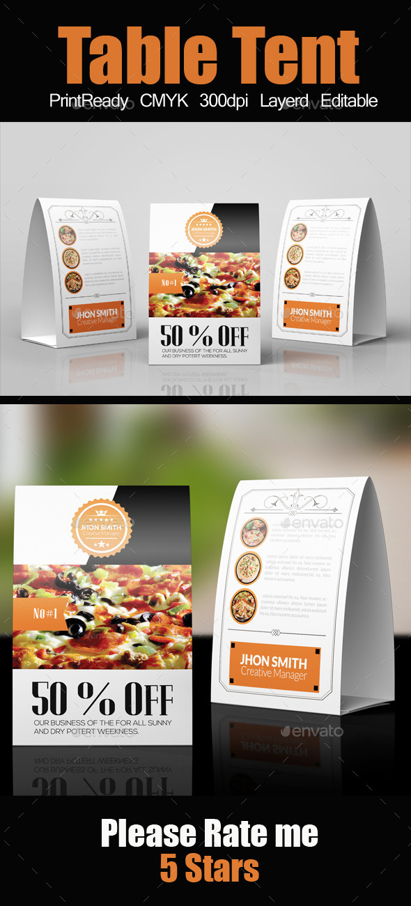 Restaurant Table Tent Template - Miscellaneous Events