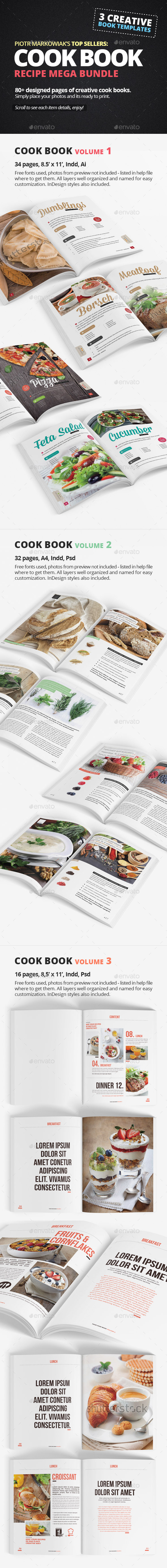 Cook Book Mega Bundle 3in1 - Brochures Print Templates