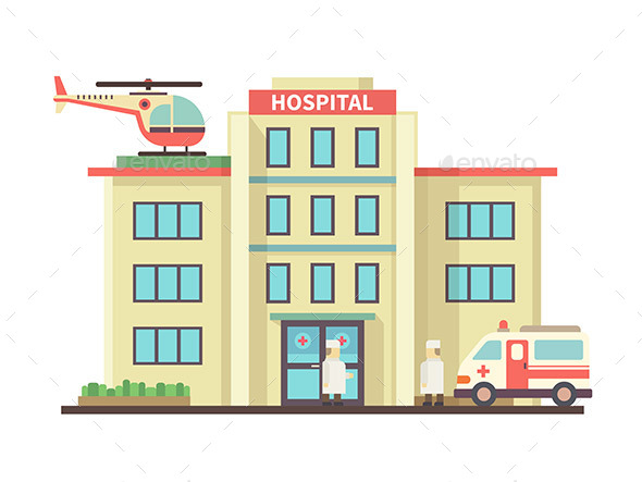 Hospital Building Flat Style - Health/Medicine Conceptual