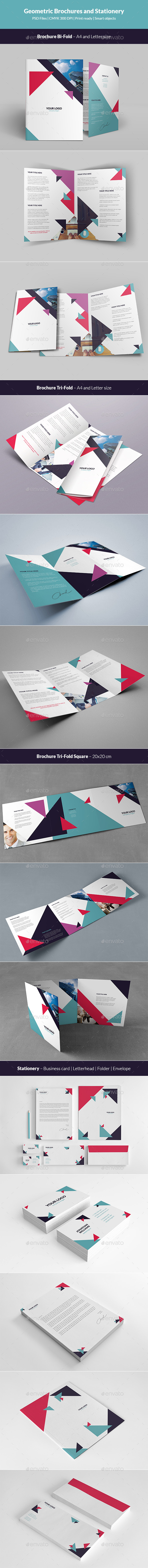 Geometric Brochures and Stationery - Stationery Print Templates