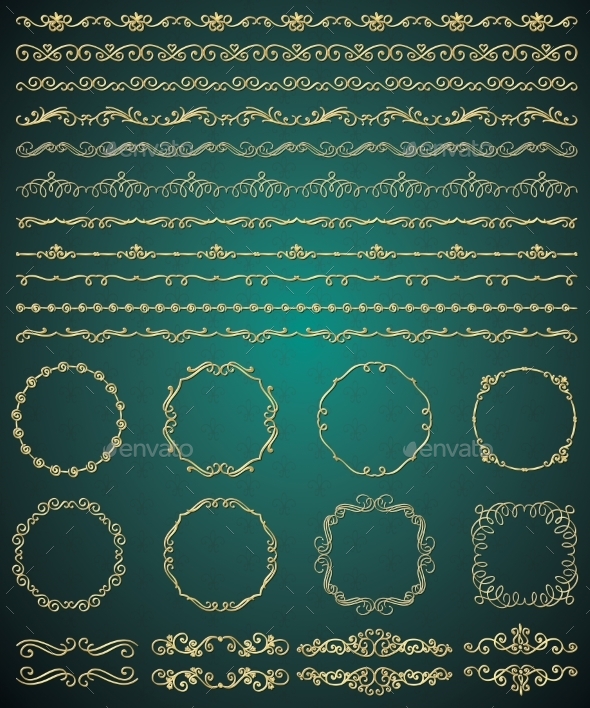 Golden Hand Sketched Seamless Borders - Borders Decorative
