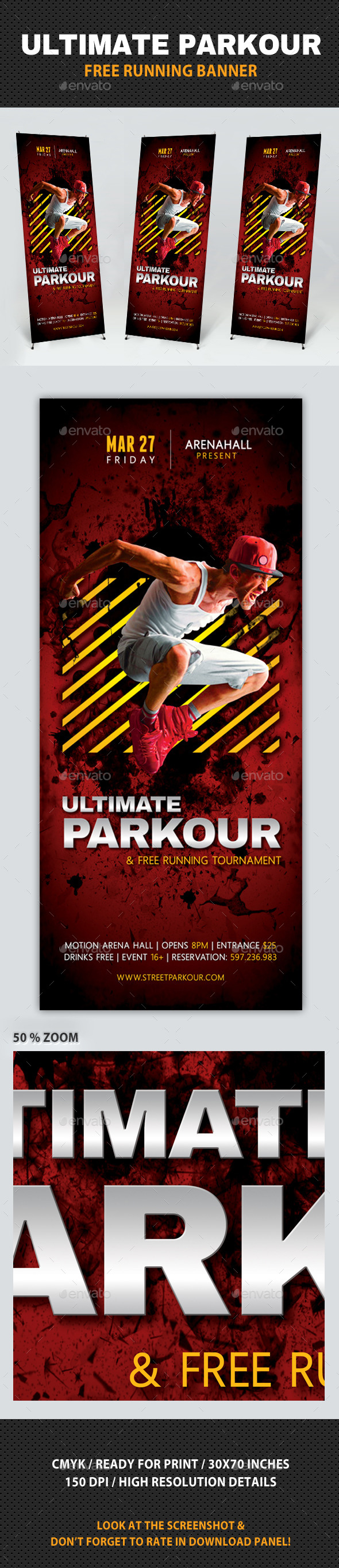 Ultimate Parkour Free Running Banner V2 - Signage Print Templates