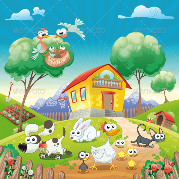 Home with Animals. - Animals Characters