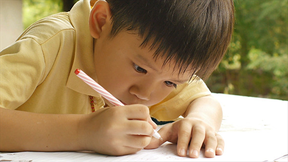 Young Boy Doing Homework 08