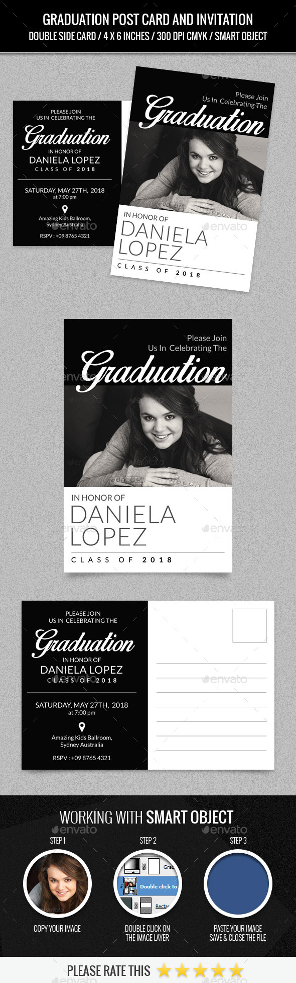Graduation Party Post Card Template - Cards & Invites Print Templates