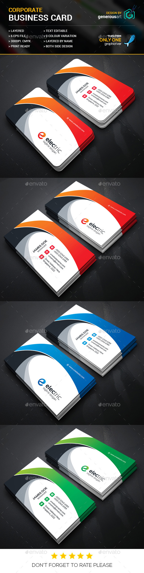 Electric Corporate Business Cards 3 Electric Corporate Business Cards 3