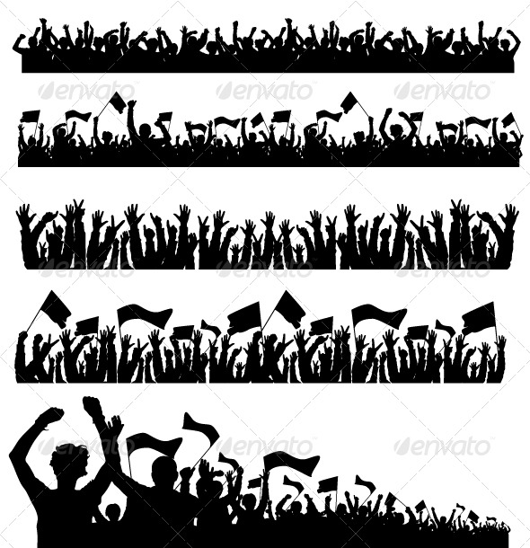 Vector Crowd with Flags - People Characters