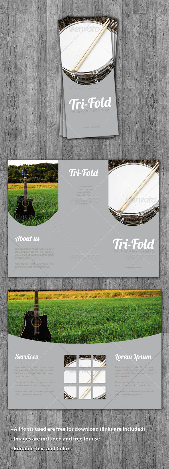 Tri-Fold Music Brochure Template - Corporate Brochures