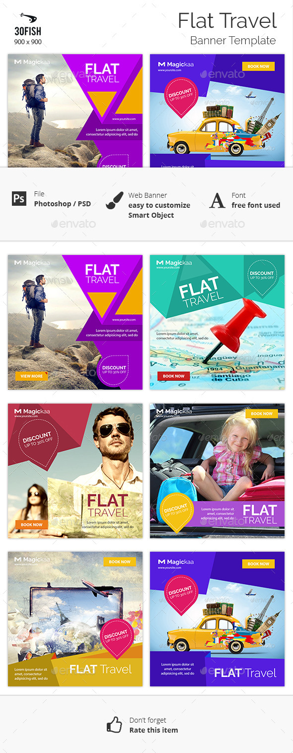 Flat Travel banner - Banners & Ads Web Elements
