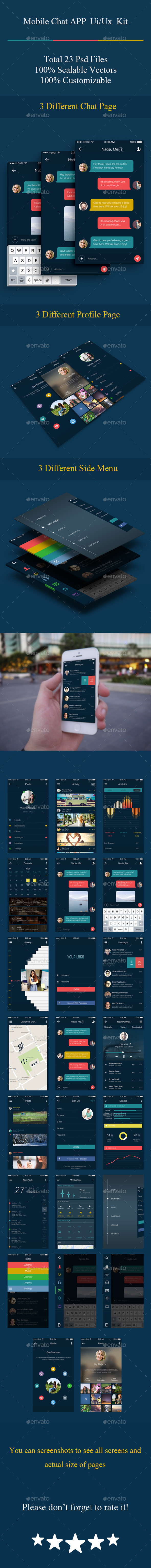 Mobile Chat Application Ui Ux Kit - User Interfaces Web Elements