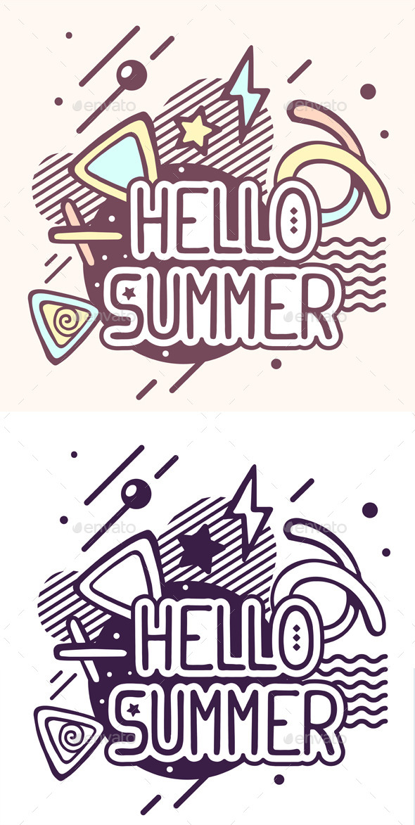 Hello Summer Quote on Abstract Background - Decorative Symbols Decorative