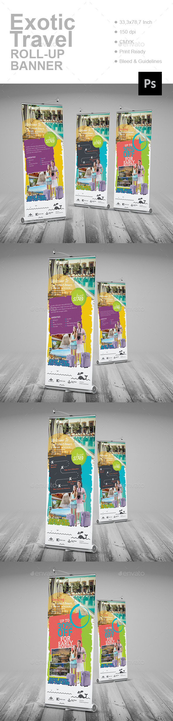 Exotic Travel Roll-Up Banner - Signage Print Templates