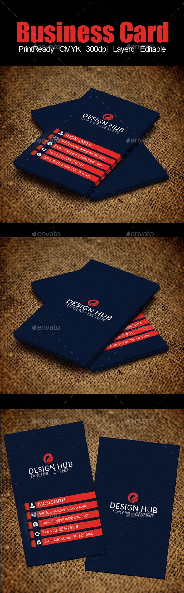 Vertical Business Card Template - Corporate Business Cards