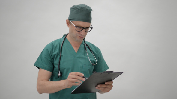 Doctor Reading Medical Report Doctor Reading Medical Report