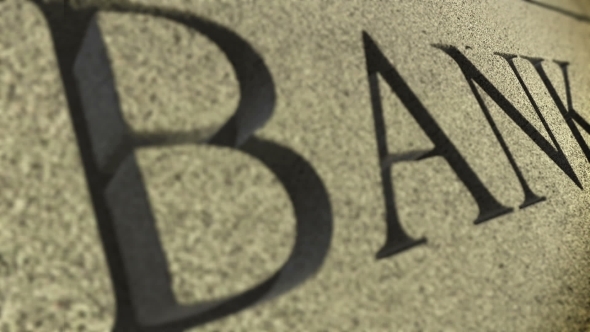Bank Sign Carved In Stone