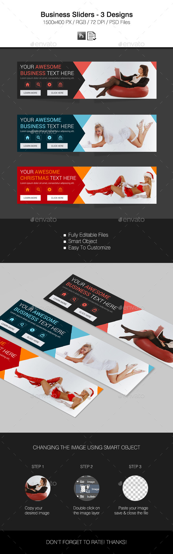 Business Sliders - 3 Designs - Sliders & Features Web Elements