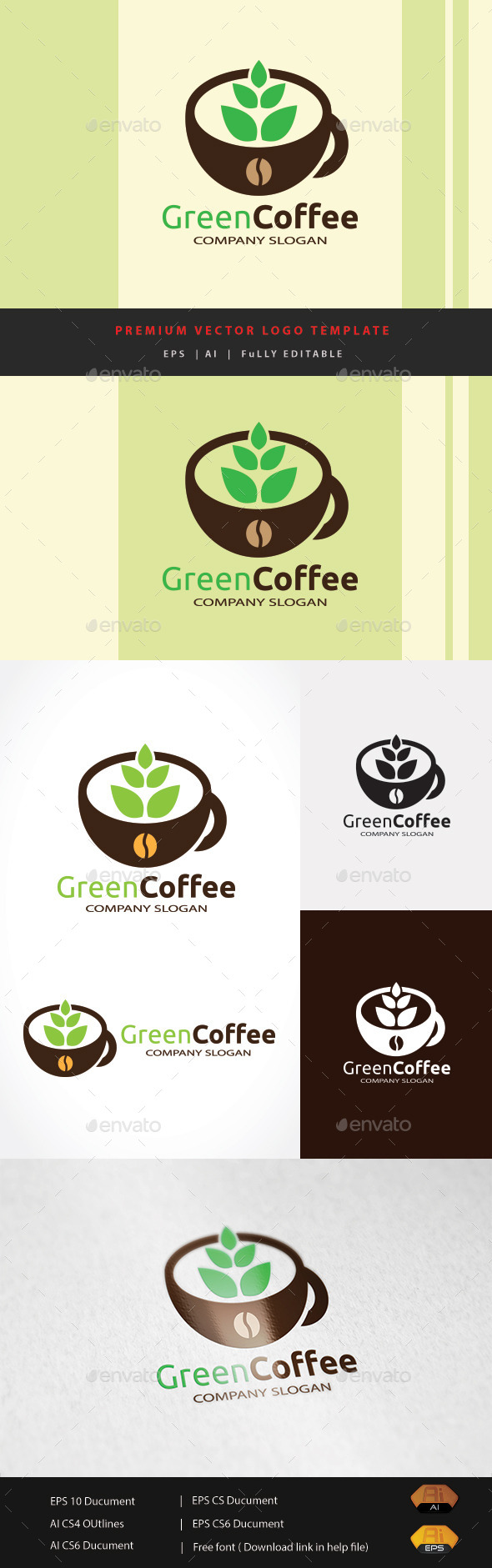 Green Coffee - Food Logo Templates