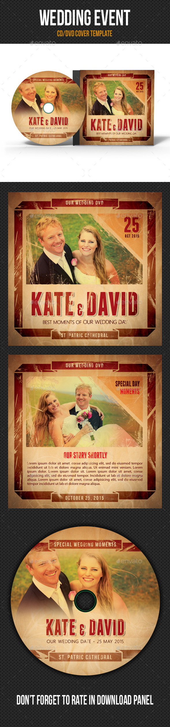 Retro Wedding Event CD Cover V01 - CD & DVD Artwork Print Templates