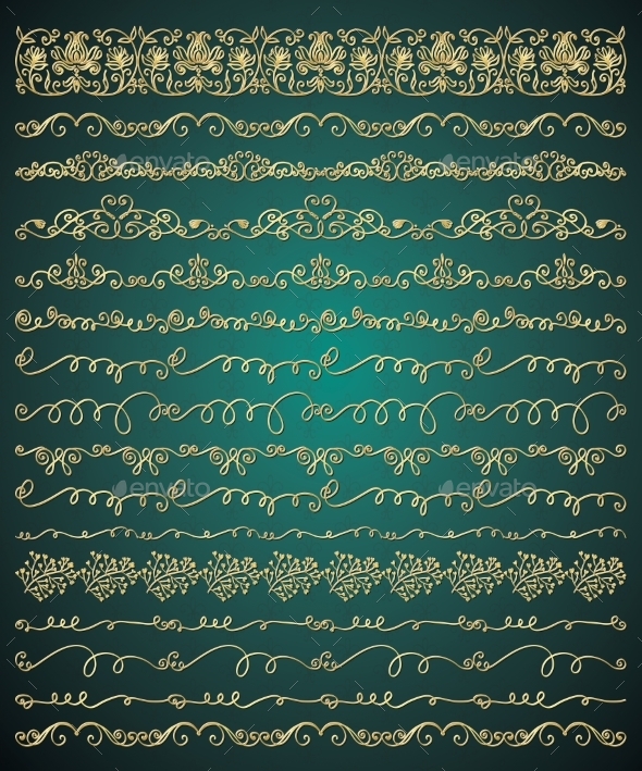 Golden Hand Sketched Seamless Borders - Borders Decorative