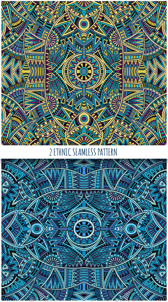 2 Ethnic Seamless Patterns - Backgrounds Decorative
