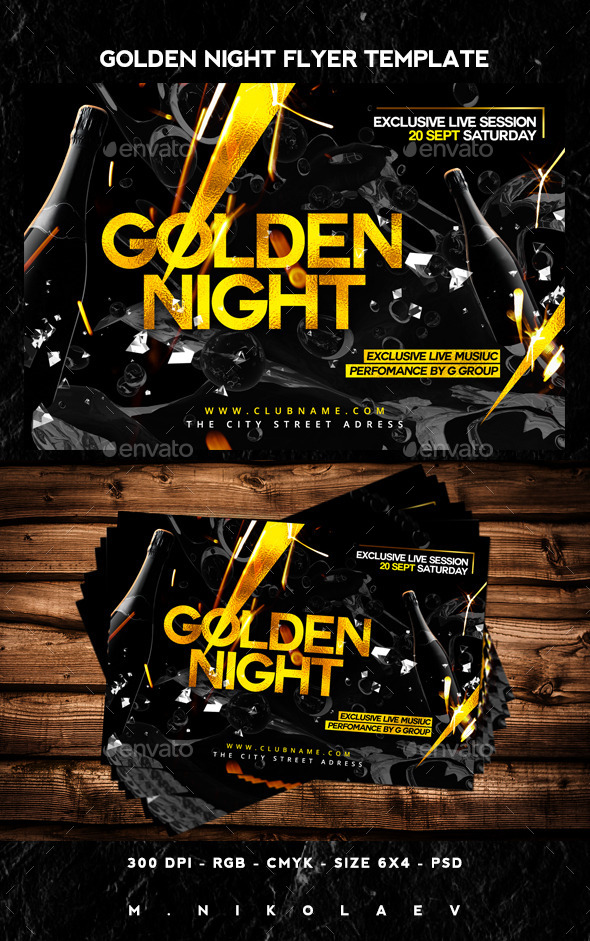 Golden Night Flyer - Clubs & Parties Events