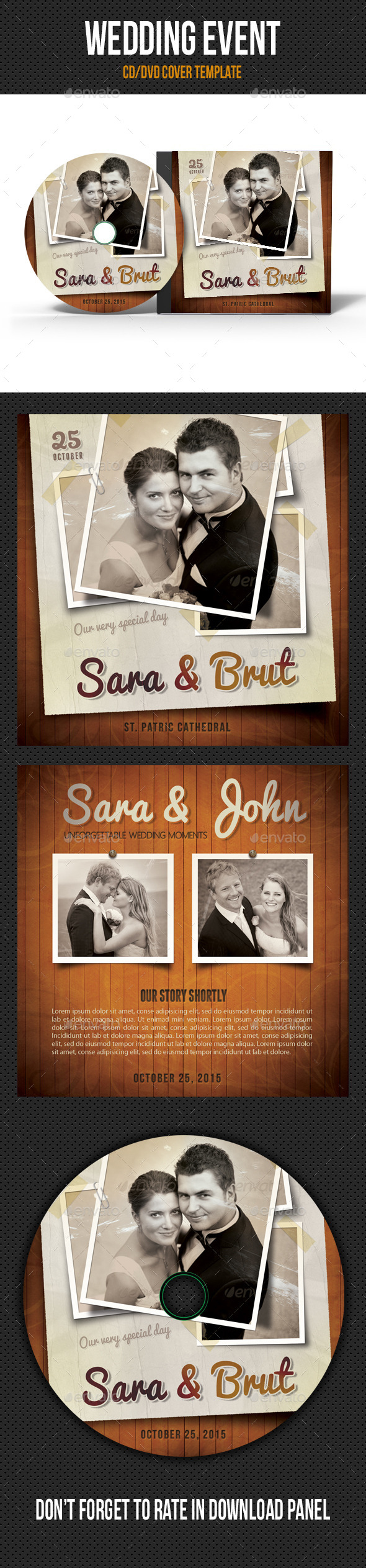 Retro Wedding Event CD Cover V02 - CD & DVD Artwork Print Templates
