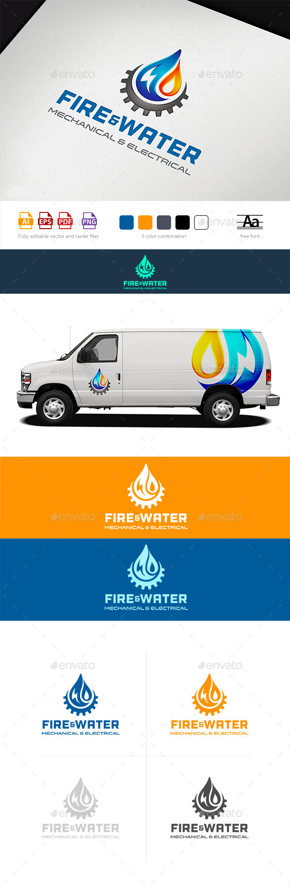 Water Fire Electro HVAC Logo Tamplate - Abstract Logo Templates