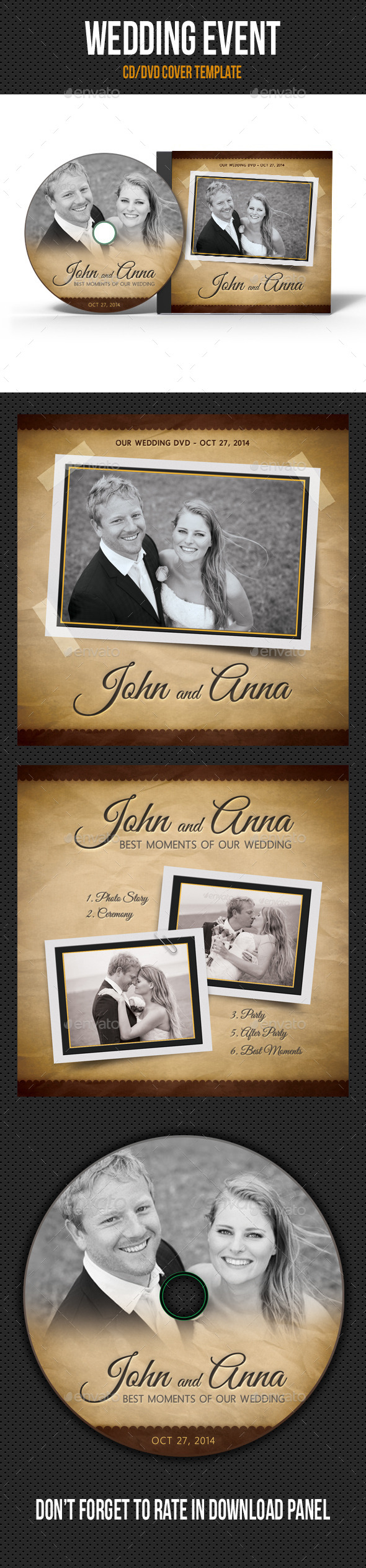 Retro Wedding Event CD Cover V03 - CD & DVD Artwork Print Templates