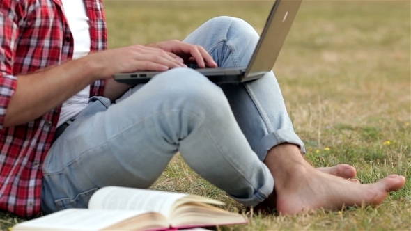 Smart Guy Studing Outdoors Smart Guy Studing Outdoors