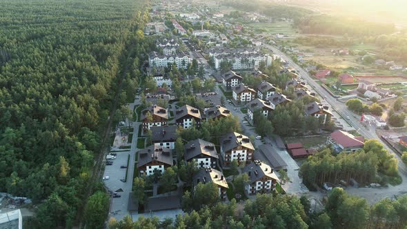 Aerial View of a Residential Area in the Forest