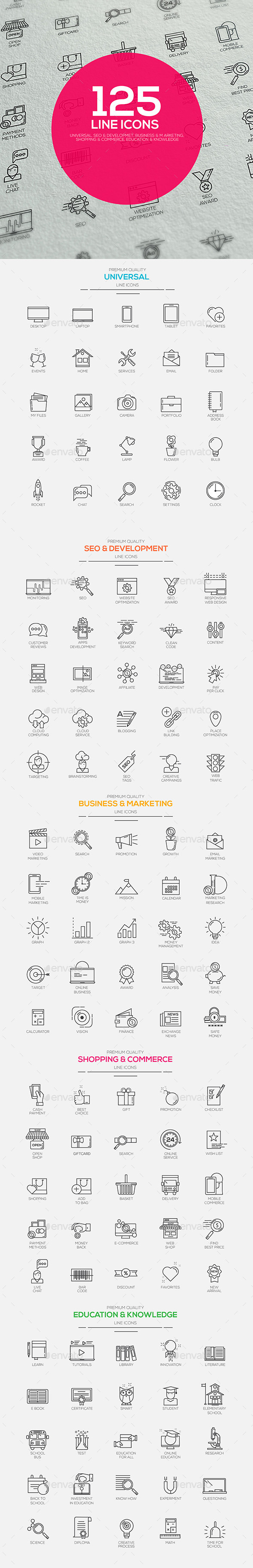 Set of modern flat Line designed icons Set of modern flat Line designed icons